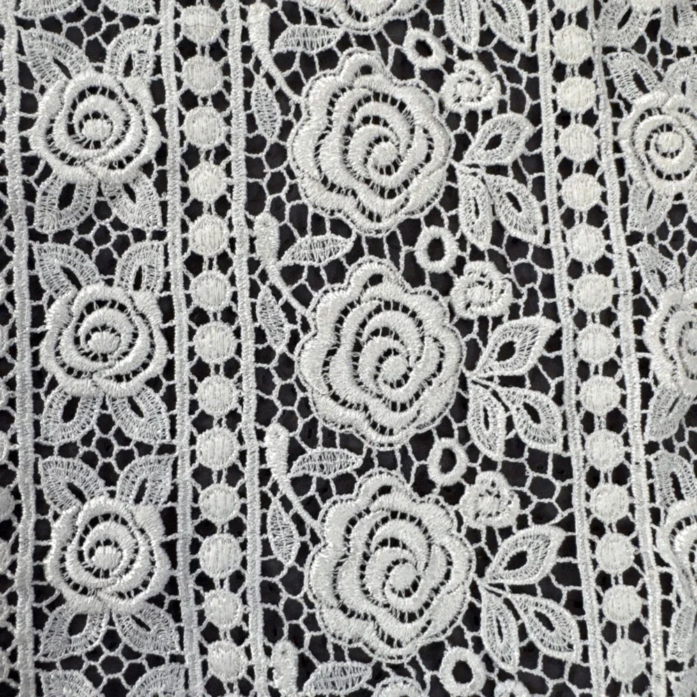 HEAVY EMBROIDERED VENISE GUIPURE BRIDAL WHITE LACE FABRIC 32 X 76